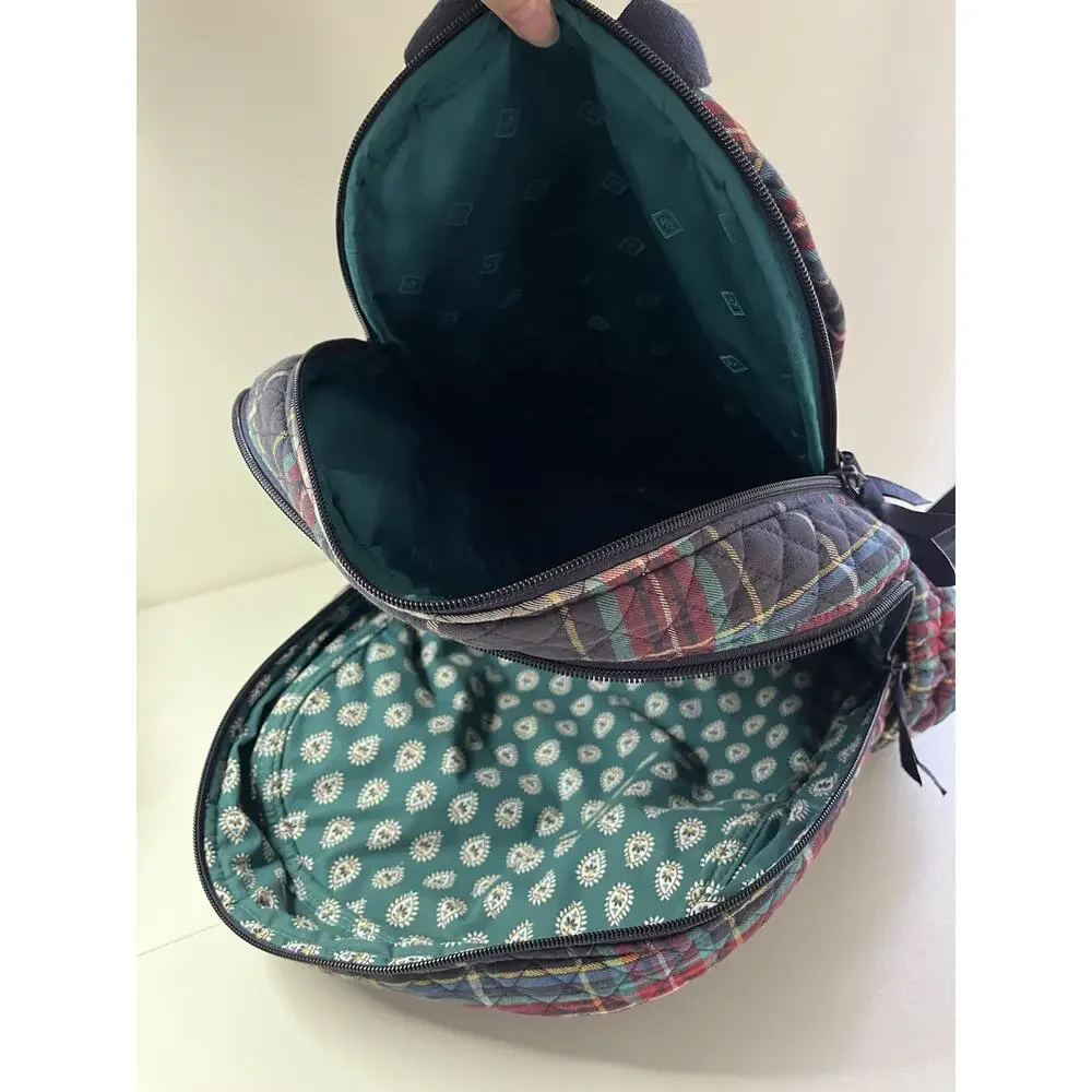 Vera Bradley Campus Backpack Large Laptop Ribbons Tartan Plaid Excellent Cond.